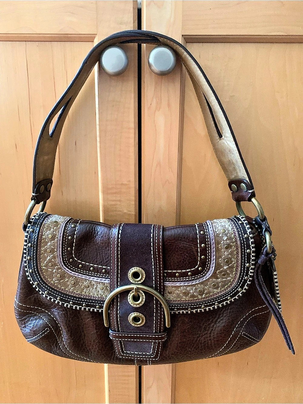 Coach Soho Buckle Flap Shoulder Bag Brown & Gold
